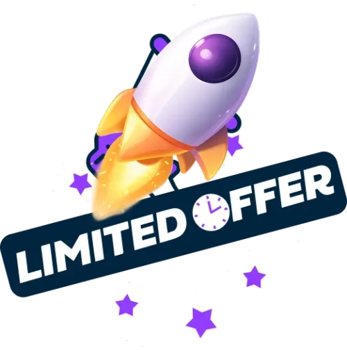 Rocket launch limited time offer sticker with clock icon Rocket launch limited time offer sticker with clock icon