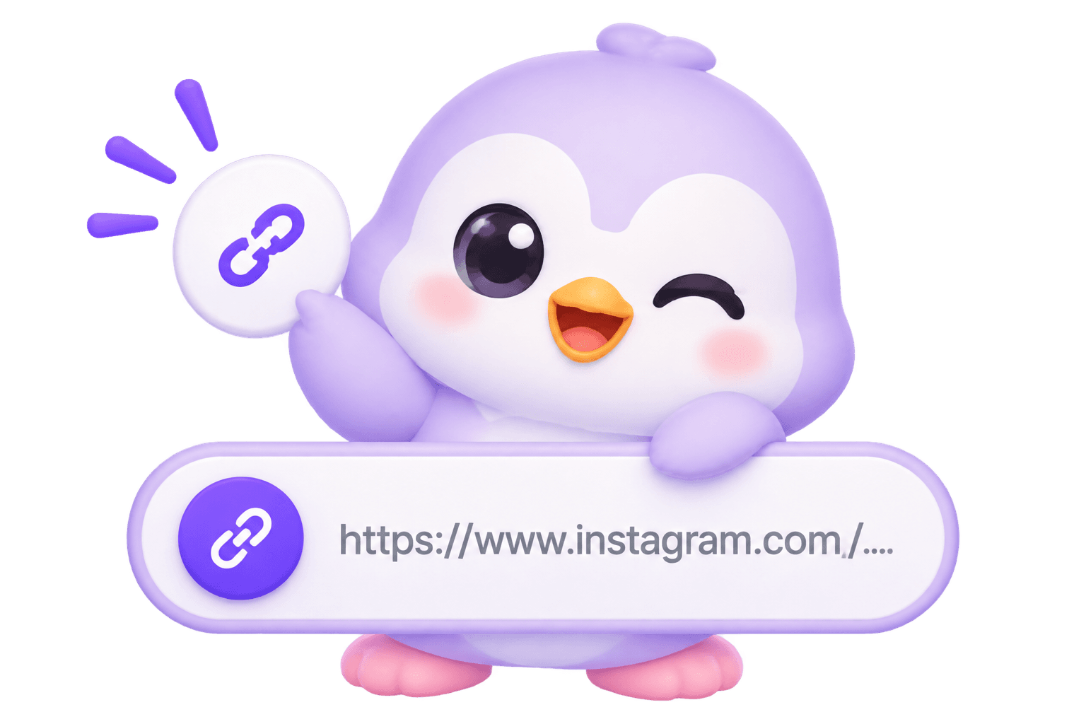 Paste the URL — penguin holding an Instagram link